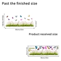 Floral wall sticker with butterflies and grass, showing 90x50cm layout dimensions - Grass Dragonfly Butterfly Style (KSY-358)