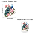 Detail of peacock and peony wall sticker showing layout dimensions and PVC texture - KSY373 Peacock 40x60CM In Bag