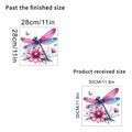 Detailed dimensions of 3D dragonfly flower wall sticker showing 30x30cm sheet size - Pink Purple Dragonfly Flower Style (KSC77E) / 30x30cm