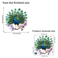 Detail of peacock wall decal with purple blossoms showing 60x60cm finished dimensions - KSY376 Peacock 30x60CM Double Sheets In Bag