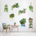 Realistic 3D watercolor green plant wall stickers for living room decor visualization - Green Plant Potted (KSR-28)