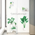 Detail of 3D green potted plant wall stickers with motivational quote on white cabinet - HT94005 Fresh Green Potted Plant