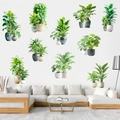 Detail showing self-adhesive 3D tropical plant wall stickers with hand-painted potted design - Set Of 10 Potted Plants (KSXN-112L)