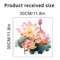 Détail du sticker mural lotus rose avec feuilles vertes et dimensions de 30 cm - Style de Lotus A (KSA88A) / KSA88A-30X30CM En Sachet