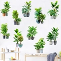 Vinilos de pared 3D detallados con varias plantas verdes en macetas en hogar moderno - Juego De 10 Plantas En Maceta (KSXN-113L)