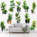 3D realistic potted plant wall stickers featuring monstera and ficus for home decor - Set Of 10 Potted Plants (KSXN-107L)