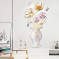Dettaglio di adesivi murali 3D con elegante vaso bianco e farfalle colorate decorative - Senza Sacchetto di Imballaggio (YC9061) / 60x90cm