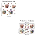 Details zu wasserfesten Blumen-Wandtattoos mit Layout und Maßen für die Deko - Lila Tulpenkorb (KSY386)