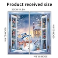 Detailed size chart showing two 30x60cm snowman winter window wall stickers with measurements - Snowman Window Style