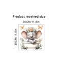 Cute baby elephant in bathtub waterproof wall sticker 11.8in square bathroom decor - 30x30cm