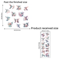Colorful hummingbird and flower wall sticker set with 90x90cm finished size layout - 30x90cm