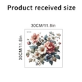 Detail view of pink and blue floral wall sticker with dimensions of 30cm by 30cm - Realistic Floral Style A (KSY314A)