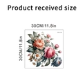 Detailed dimension guide for 30cm floral peony wall sticker with size specifications - Realistic Floral Style D (KSY314D)