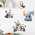 Cartoon panda wall stickers with moon and balloons for nursery and kids bedroom decoration - Panda Family Style (KSG-37)