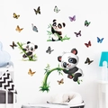 Cute panda and bamboo self-adhesive wall decals for nursery decor with butterflies - Panda Bamboo Butterfly (KSG-92)