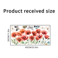 Wandtattoo Set Mohnblumen und Schmetterlinge 30x60cm für Wohnzimmer Dekoration - Klatschmohnblumen-Stil (KSY342)