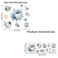 Muurstickerset met blauwe aquarelbloemen voor woonkamerdecoratie maat 90x90cm - Blauwe Bloemenstijl (KSY-344)