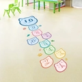 Bunte Hüpfspiel-Bodenaufkleber mit Katzendesigns und Zahlen für Kinderzimmer - Katzenkopf / 30x90cm