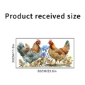 Waterproof farmhouse chicken and floral wall stickers with watercolor hen and rooster - KSY341-30*60CM Bagged Packaging