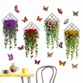 3D Rosenblumen Wandaufkleber mit Schmetterling Decals und Metallrahmen Deko - Gitter Rosenblüten Schmetterling Stil (KSG-89)
