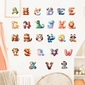 Stickers muraux pour chambre d'enfant avec alphabet complet de 26 lettres animaux colorées - 26 lettres de l'alphabet anglais