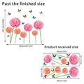 Vinilo decorativo de pared con flores de dalia rosa y mariposas de colores vivos - 30x90cm x 2 PCS