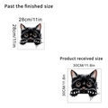 Size chart for black cat wall sticker showing product size 30cm and finished size 28cm - KSA118E