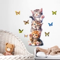 Cartoon kitten and butterfly wall stickers for cozy kids room home decoration - Cat Stacking