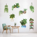 3D green potted plant wall stickers set for living room wall decoration and home styling - Green Plant Leaves Combination (28)