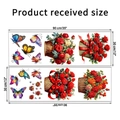 Detail of Chinese style floral wall sticker set showing dimensions and layout design - Rose Basket And Butterfly (KSG-16) / 30*90CM x 2 Sheets Set