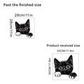 Detail of black peeking cat wall sticker with dimensions for fridge and laundry decor - KSA118F
