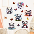 Stickers muraux pandas mignons et papillons pour décoration de chambre d'enfant ludique - Panda Ballon (KS6826)