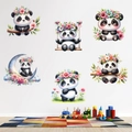 Cute cartoon panda wall stickers with flower crowns for children room decoration - Floral Panda Style (KSG-50)