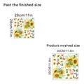 Dimensiones detalladas de pegatinas de pared de girasol mostrando 28cm y 30cm de tamaño - Girasol y Mariposa (KSA127D)