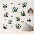 Detailed view of cute cartoon panda wall stickers with butterflies in a cozy nursery room - Sleeping Panda (KS6833)