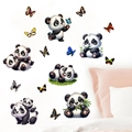 Cute panda and colorful butterfly waterproof wall stickers for home decor - Panda Catching Butterflies (KS6830)