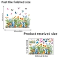 Pegatinas estáticas para ventanas con motivos de flores y mariposas en acuarela - KSJ2 Flores Hierba Mariposa Libélula