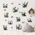 Detailed view of cute panda wall stickers with bamboo and butterfly motifs in a kid room - Sleeping Panda (KS6833)