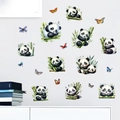 Cute cartoon panda wall stickers with bamboo and butterfly decals for room decoration - Sleeping Panda (KS6833)