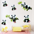 Adesivi murali con panda e bambù per la decorazione della camera dei bambini e cameretta - Stile Panda (KS6773)