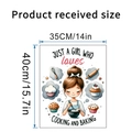 Detail of baking wall sticker with girl cartoon and cooking tools dimensions 35x40cm - Baking Girl Series (KSA130F)