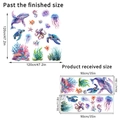 Ocean world wall stickers with whales and sea turtles, waterproof PVC decals 120x120cm - 30*90CM x 2 Sheets Set