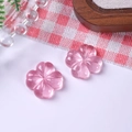 Makro-Detail von zwei rosa durchscheinenden Harzblumen mit feinem Glitzer für DIY-Schmuck - Rosa