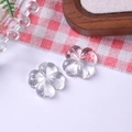 Detailansicht von zwei transparenten DIY-Schmuckperlen in Blumenform mit Glitzer - Transparent