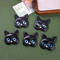 DIY resin black cat charms with vibrant glass eyes for phone cases and craft accessories - Mixed