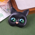 Detail of DIY cat resin charm featuring realistic green cat eyes and pink heart nose - Green And Blue Gem Eyes