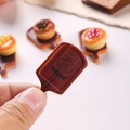 Miniature dollhouse food tray set with resin pastries and small wooden serving board - Brown Tray / Single Piece