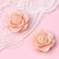 Nahaufnahme von 18mm pfirsichrosa Harzrosen-Cabochons für DIY Schmuck und Bastelarbeiten - Altrosa