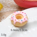 Pink glazed resin donut DIY pendant with colorful sprinkles, size 2.2cm and 3.0g - Yellow Base Pink Cream Colorful Dots