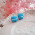 Zwei blaue Polymer-Clay Mini-Macarons für DIY-Haarschmuck und Handyhüllen-Deko - Dunkelblau
